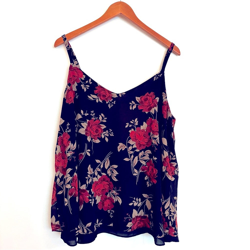 Torrid Black and Red Floral Blouse